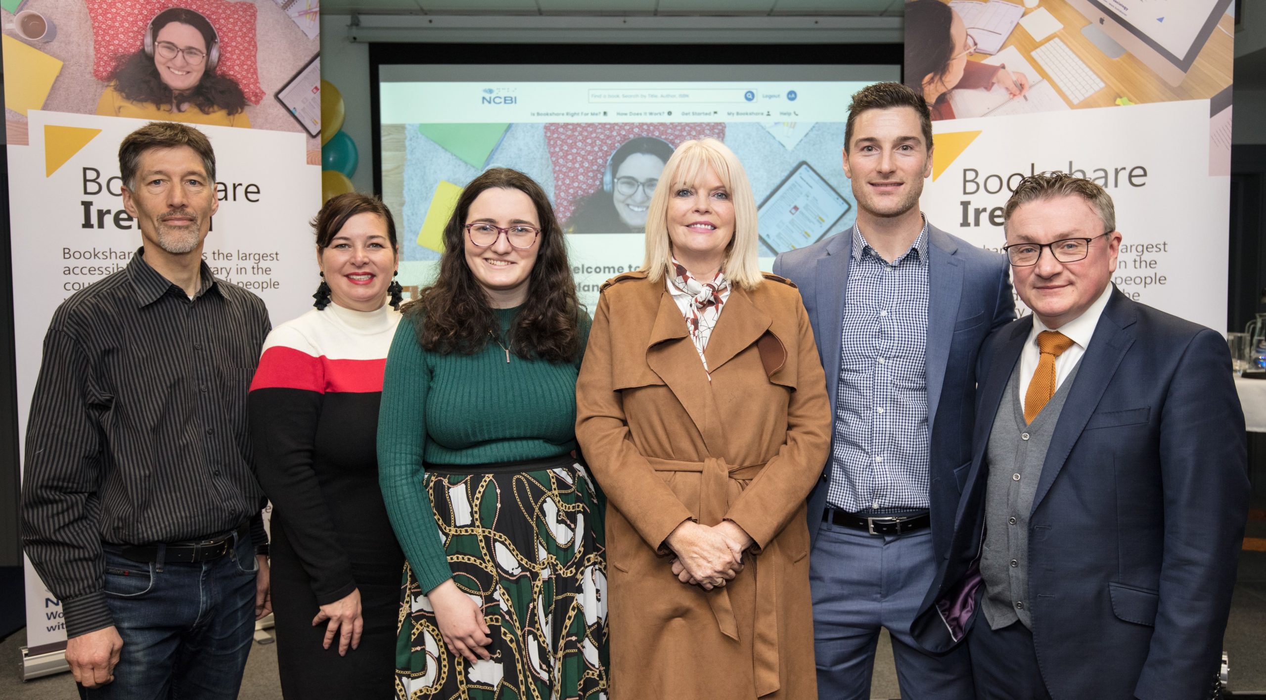 Minister Mary Mitchell O'Connor TD, pictured with Ivan O'Brien (O'Brien Press), Lisa Wadors (Benetech), Aoife Watson (recent graduate), Aaron Mullaniff (Vision Ireland) and Chris White (Vision Ireland CEO)