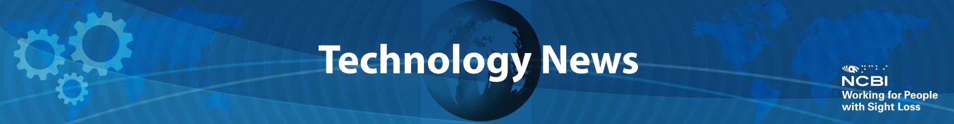 Image of Banner with text "Technology New" with a picture of a globe in the background