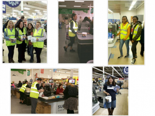 Collage of five images of people at Vision Ireland Tesco Bag packs