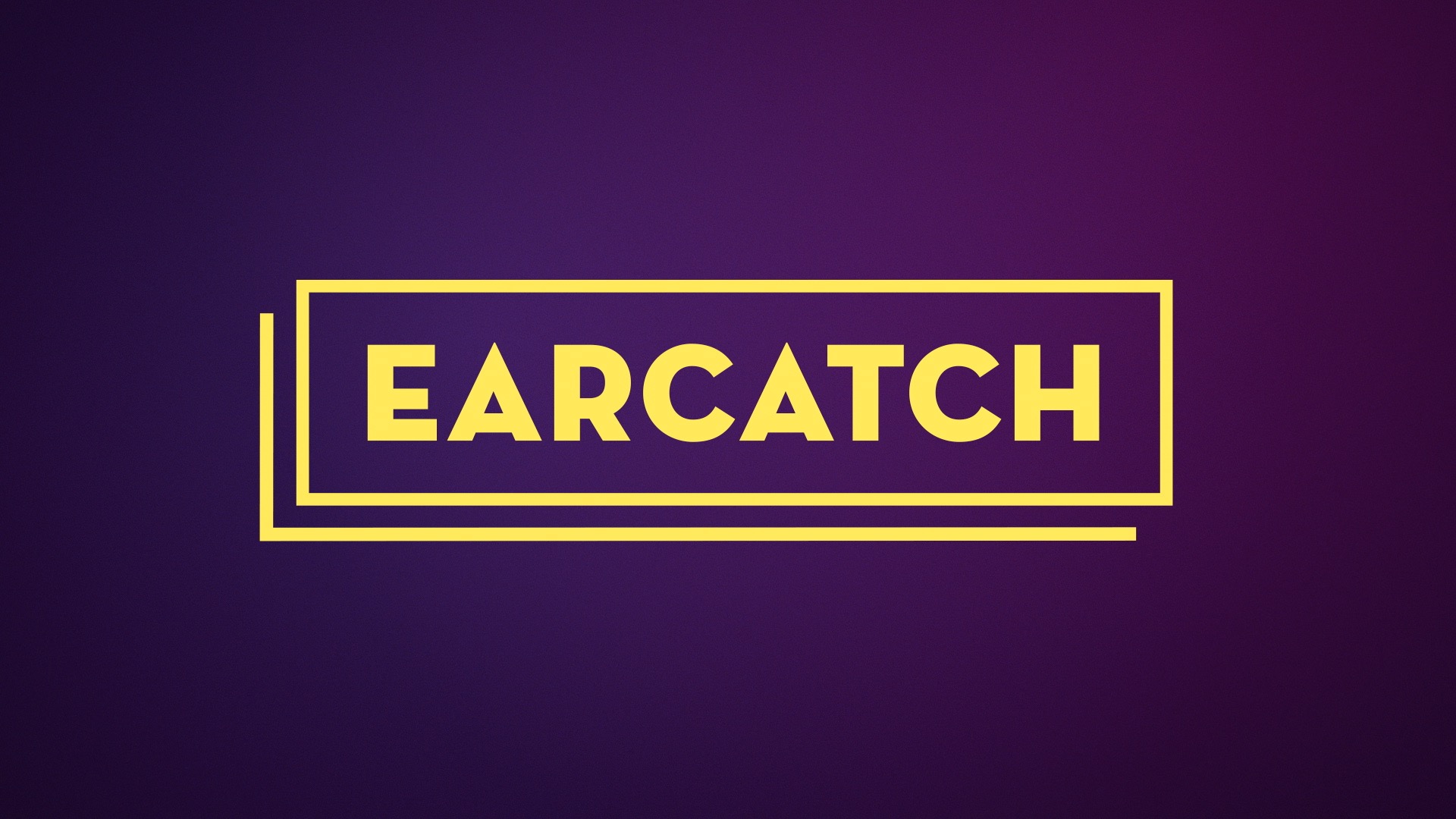 Image: Earcatch logo, written in yellow in a purple background