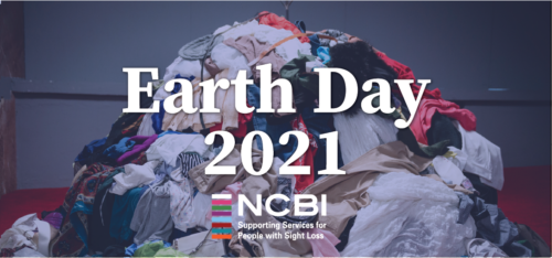 large pile of clothes with text Earth Day 2021 and Vision Ireland logo
