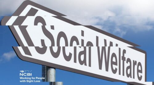 Distorted image of social welfare sign post
