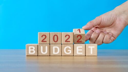 Building blocks saying budget 2022