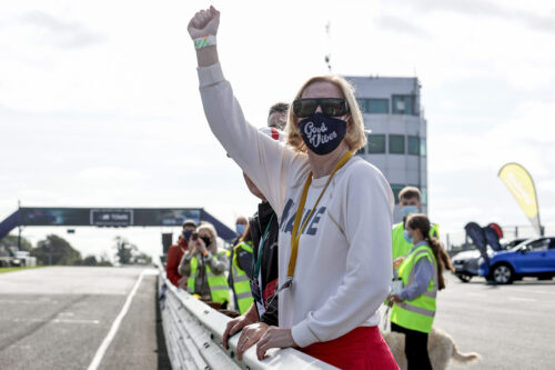 Vision Ireland staff at track side cheering on the drivers at the Vision Sports Zero Limits Track Day