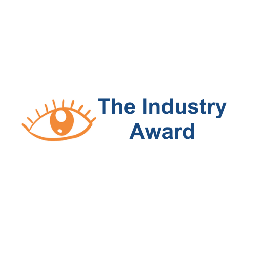 A version of the Vision Awards logo, which has the orange eye animation to the left, while the text on the right reads The Industry Award