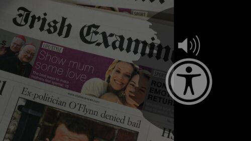 Irish Examiner logo above VoiceOver logo