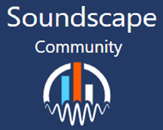 Soundscape Community in white writing next to graphic of headphones