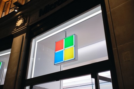 Microsoft logo on shop front