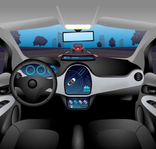 Illustration of interior of self-driving car