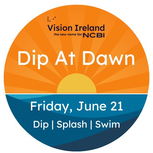image with vision ireland logo with the text dip at dawn friday 21 june dip splash swim