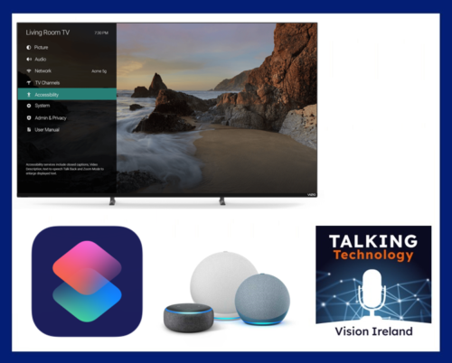 Samsung TV, Siri Shortcut logo, smart speakers