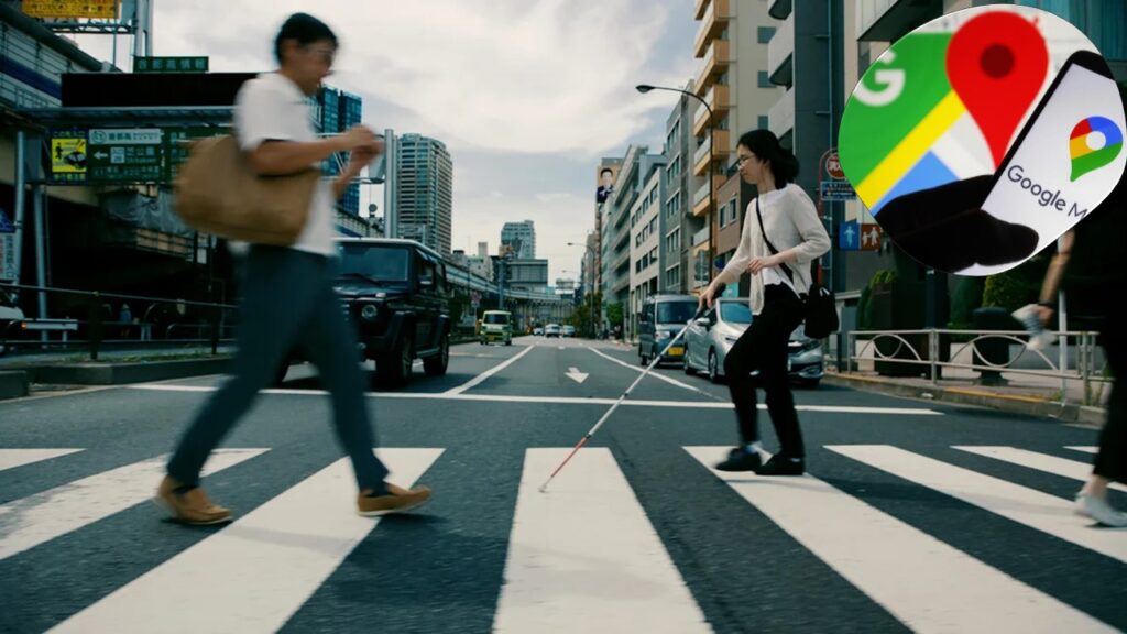 Woman with white can crossing a zebra crossing